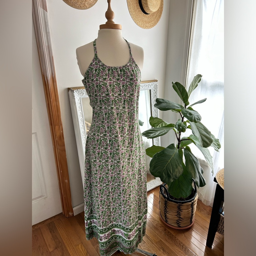 90βs True Vintage green floral maxi dress - Picture 4 of 10